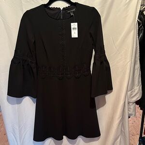 Banana Republic Black Lace Detail Long Sleeve Dress size 0 petite